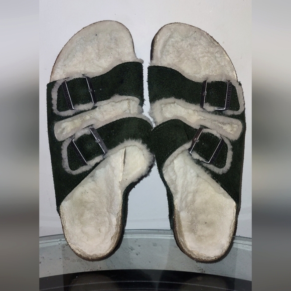 Birkenstock Arizona Shearling Suede Leather Sandals - Picture 1 of 4